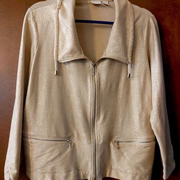 Gold sparkly Chicos zenergy jacket size 1 - Picture 1 of 4